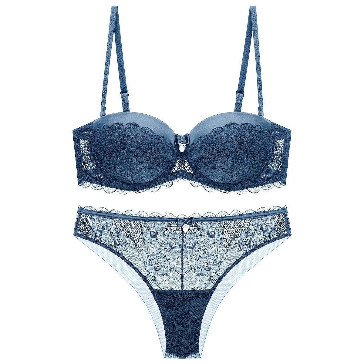 Damen Spitzen-bh Und Slip Set - Komfortable Push-up Wäsche_voghion.com