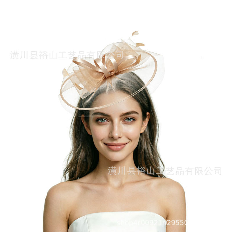New European and American Amazon bridal hair accessories, headbands, cross-border best-selling feather and mesh headwear, wholesale