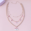 Long fashionable necklace, rainbow pendant, universal accessory, 2021 years, wholesale