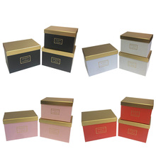 合心意 金色拼接长方形抱抱桶花盒三件套 鲜花礼品盒包装盒批发