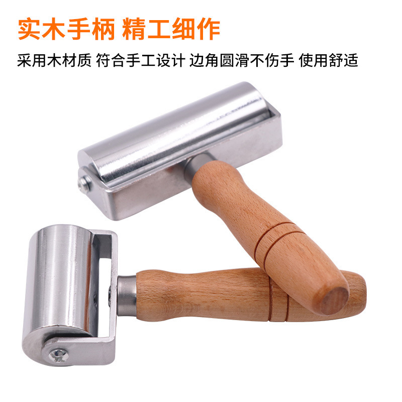 DIY 手作り革圧力ホイールエッジプレスツールローラー無垢材ハンドルソリッドホイール革トリミング|undefined