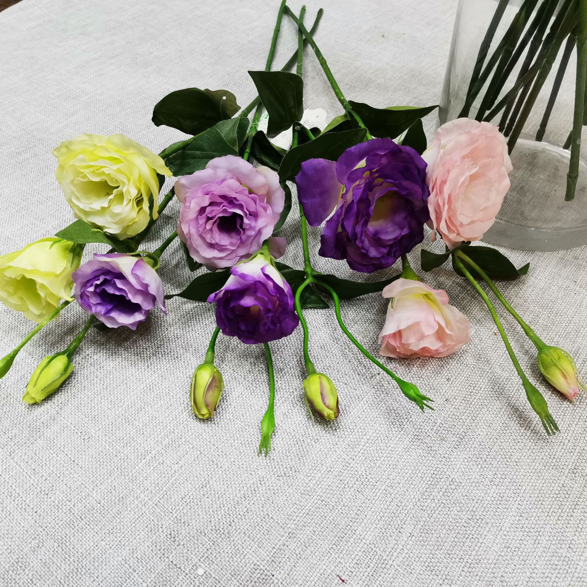 웨딩 장식용 3송이 테리시아나 조화, 북유럽 스타일 홈데코 조화, 인조 테리시아나 고급 실크꽃