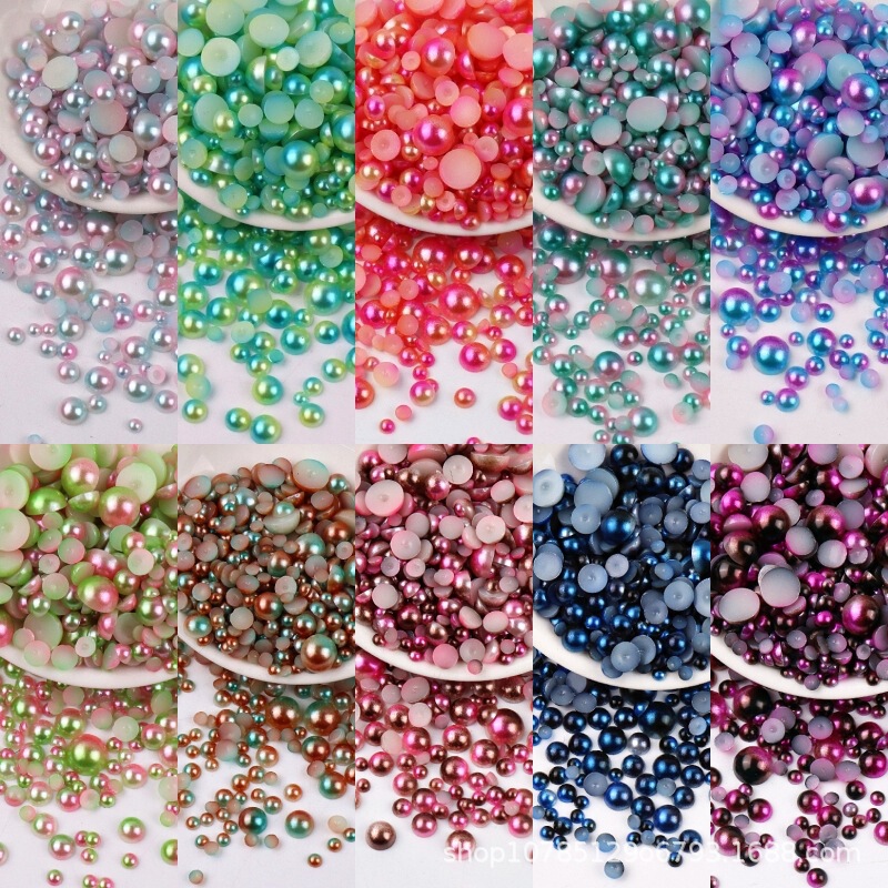 abs semicircle pearl multicolored pearl mermaid gradient color pearl diy nail pearl diy mobile phone shell material