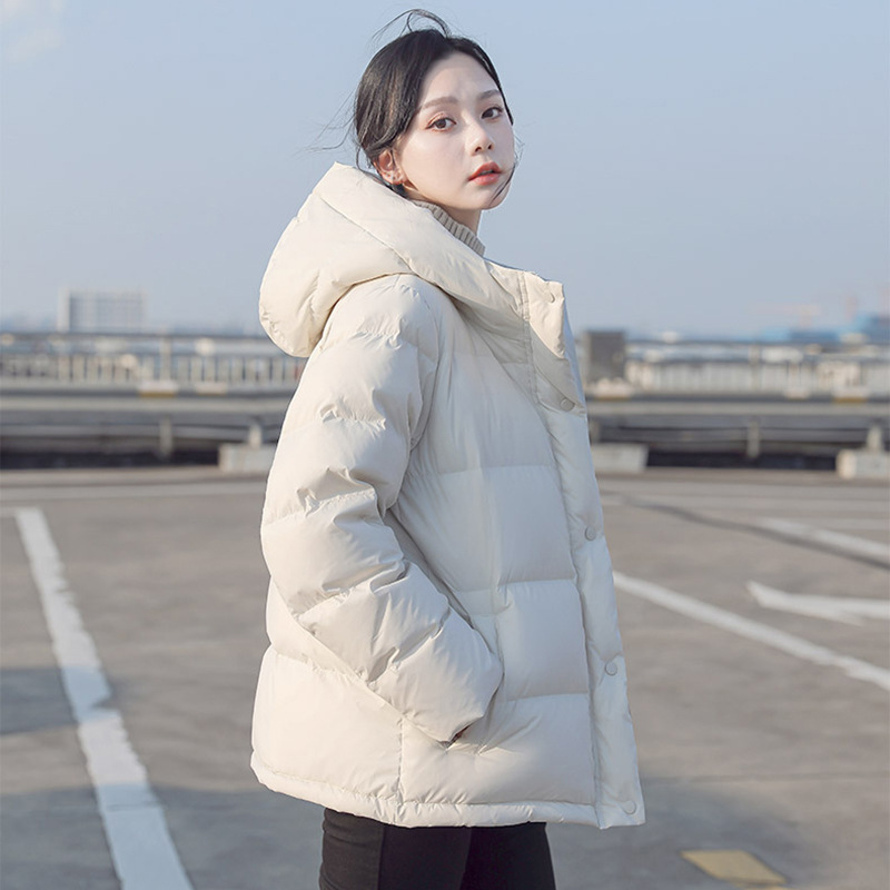 连帽小个子羽绒服女短款2025冬新款时尚休闲宽松加厚白鸭绒面包服|undefined