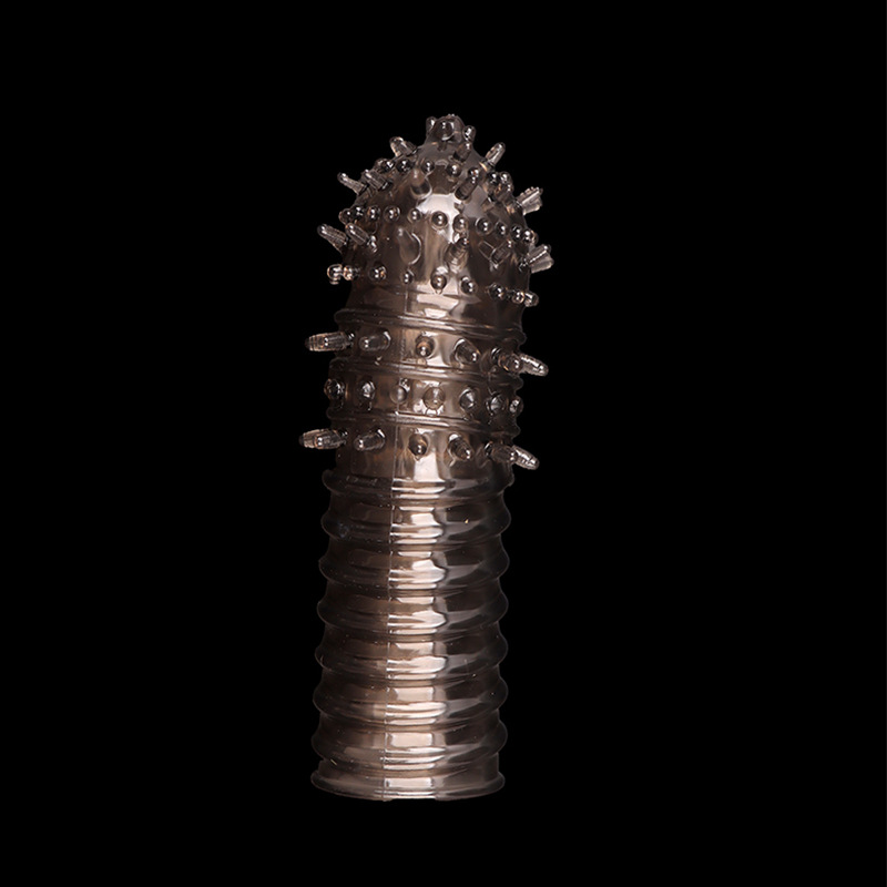 Wolf Tooth Textured Condom Sleeve, TPE Crystal Clear, Reusable Adult Toy — detail image 4