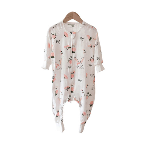  Summer Double Layer Bamboo Cotton Split Leg Sleeping Bag Infant Sleeping Bag Onesie Children's Sleeping Bag