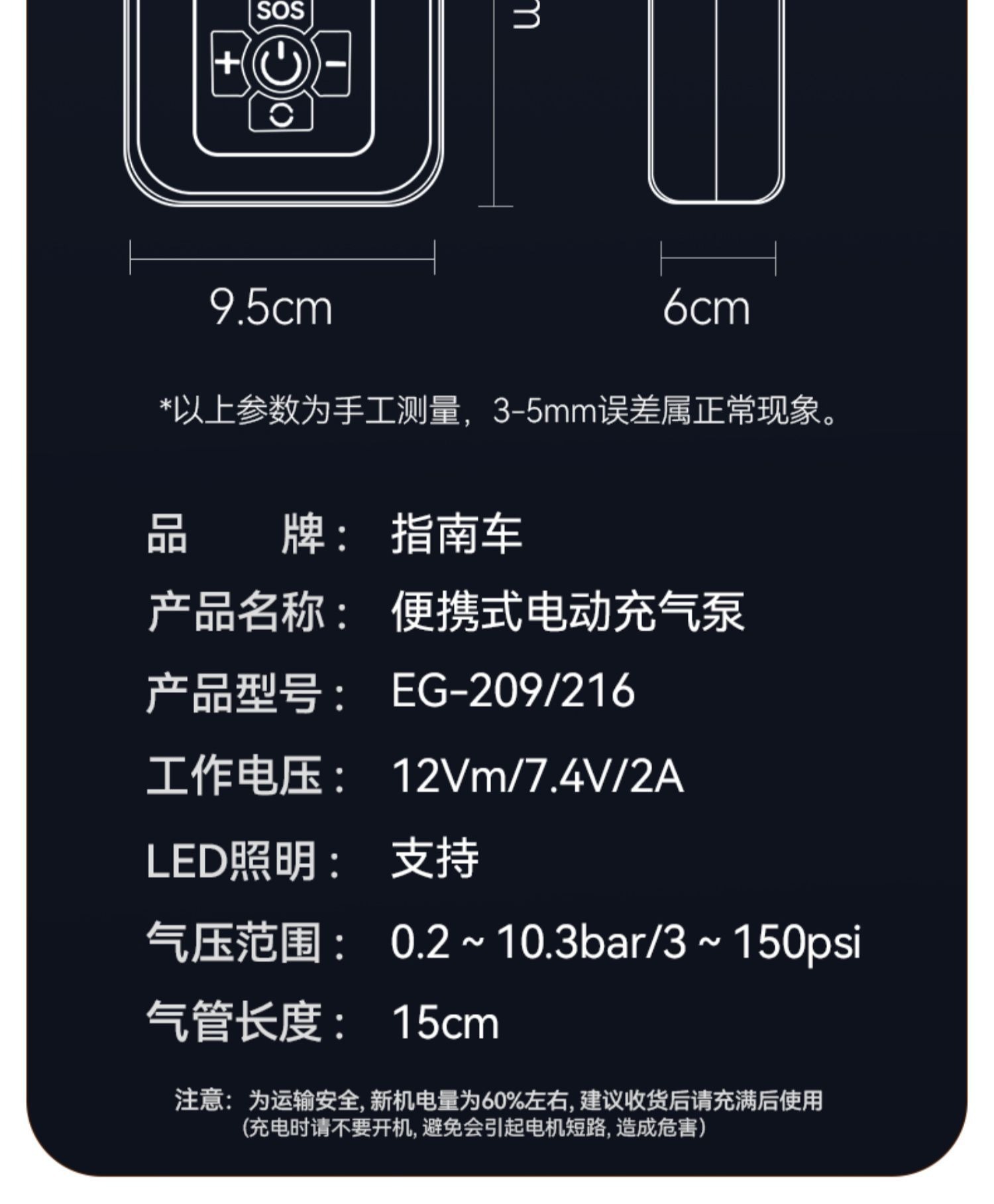 Cross-border vehicle-mounted wireless air pump, automobile portable air pump, electric car tire inflator, inflating