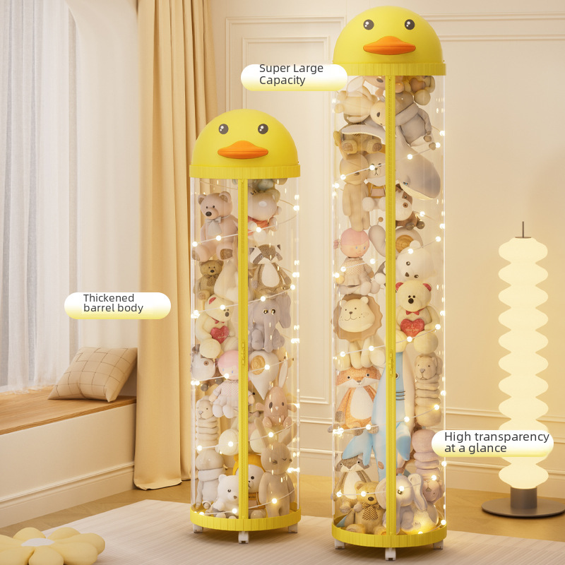 Baby Storage Bin Zipper Style Toy Storage Tub Plush Doll Fabric Organizer Children's Figurine Transparent Storage Gadget