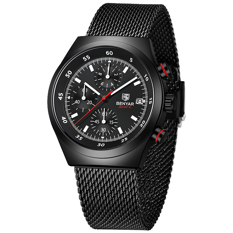 BENYAR Binya Reloj multifunción luminoso para hombre Impermeable Sport Cuarzo Reloj para hombre de seis agujas BY-5200