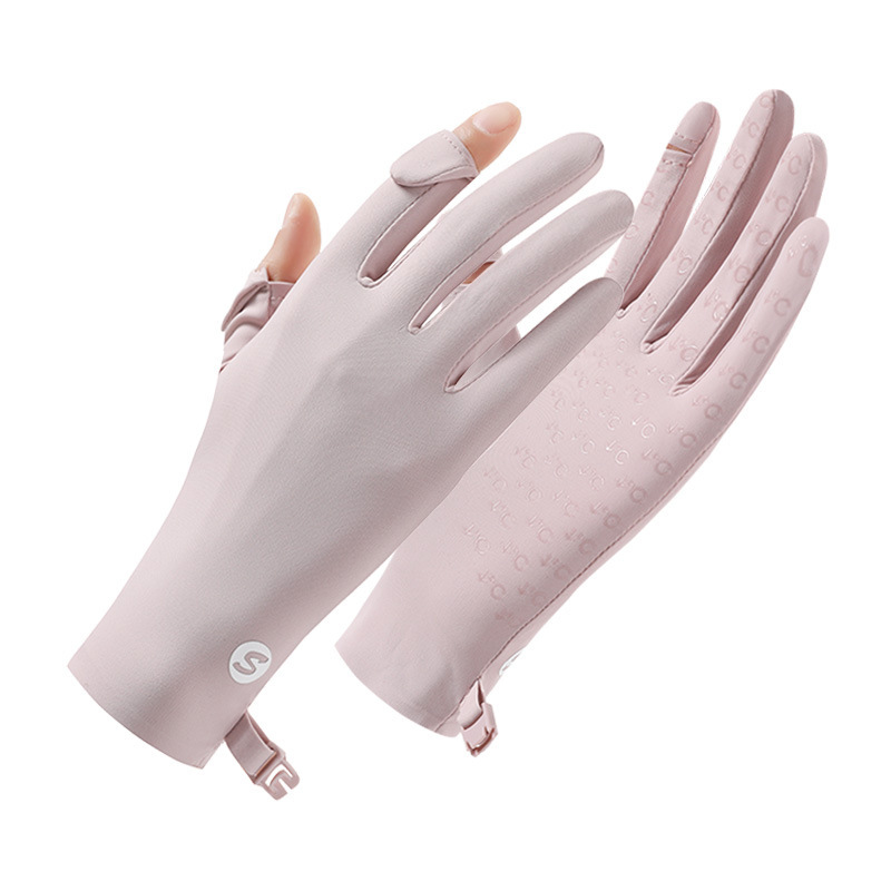 Guantes de verano para mujer, sensación de frío al aire libre transpirable, protector solar, dos dedos, conducción cómoda, conducción, guantes de dedos completos