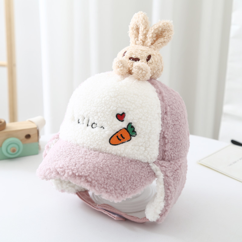 New Children's Hat Cute Cartoon Bunny Thickened Warm Ear Protection Baseball Cap display picture 4