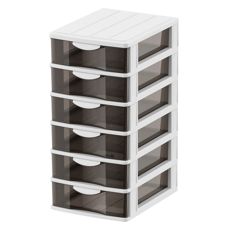 Multi-Layer Transparent Drawer Storage Cabinet, Desk File Organizer, Holds A4, 2–6 Layers