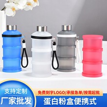 工厂批发塑料便携式奶粉分装盒蛋白粉杯子健身蛋白分粉粉盒小盒子