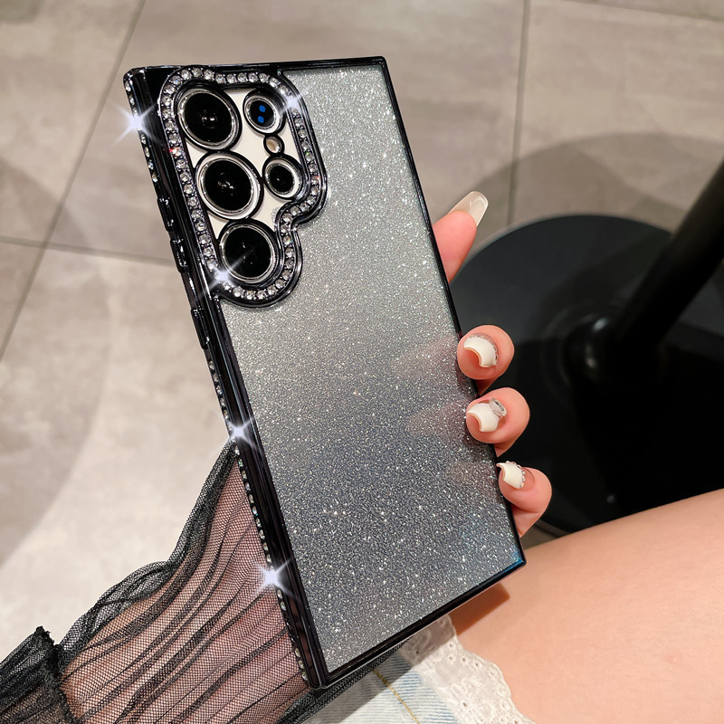 Aplicable a Samsung S26Ultra caja de teléfono móvil polvo flash espejo soporte de succión S25 cubierta de diamante de agua galvanizado s23 +
