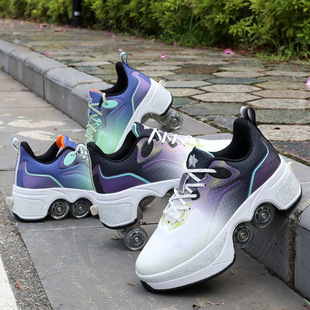 ♔ ♔ Manufacturer's Ready-Made Transformable Shoes, Dual-Purpose Four-Wheel Roller Skates, Skateable Shoes for Cross-Border Skating