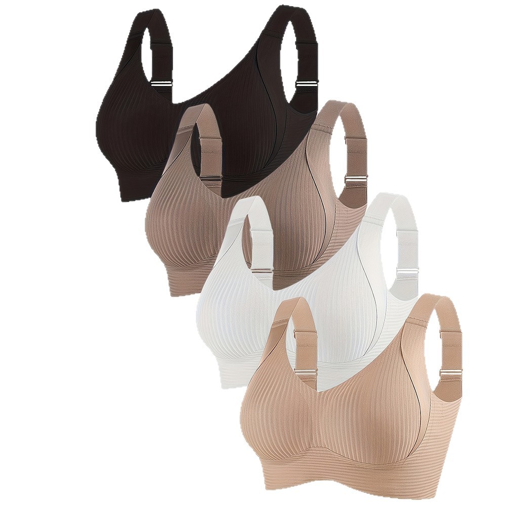 Ventas en caliente transfronterizas cómodas ajustables correa de hombro ancha ropa interior elástica de color sólido para mujeres sujetadores de pecho