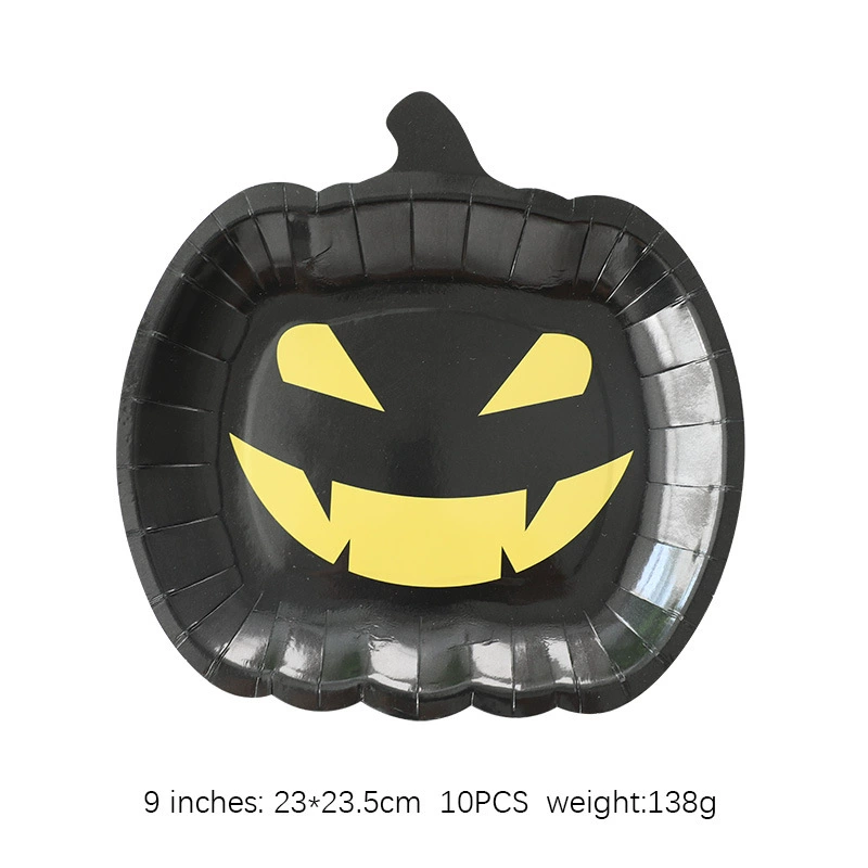 2024 новый Halloween украшение призрак вечеринка тыква призрак лицо бумажная тарелка для стола одноразовые посуды для сервировки