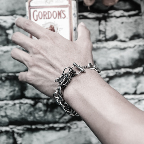 Longrui Cross-border Bestselling Retro Fashion Dragon Bone Chain Bracelet for Men Chain Style Dragon Bone Bracelet Wholesale Bracelet