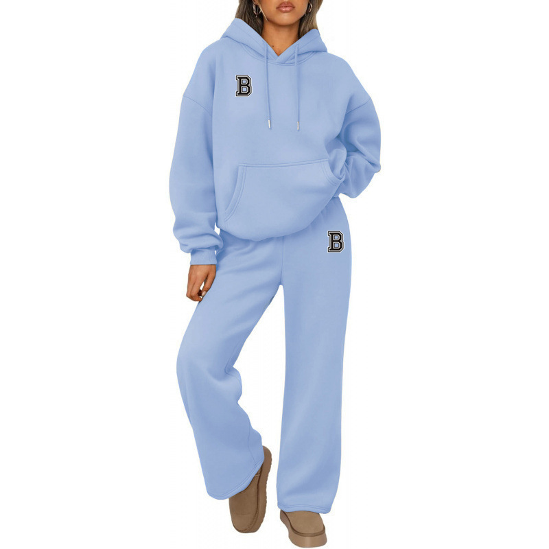 Letter Print Hoodie Sweatshirt Set Wide Leg Pants Straight Leg Pants Autumn Winter Hot Selling_ecoleips.com