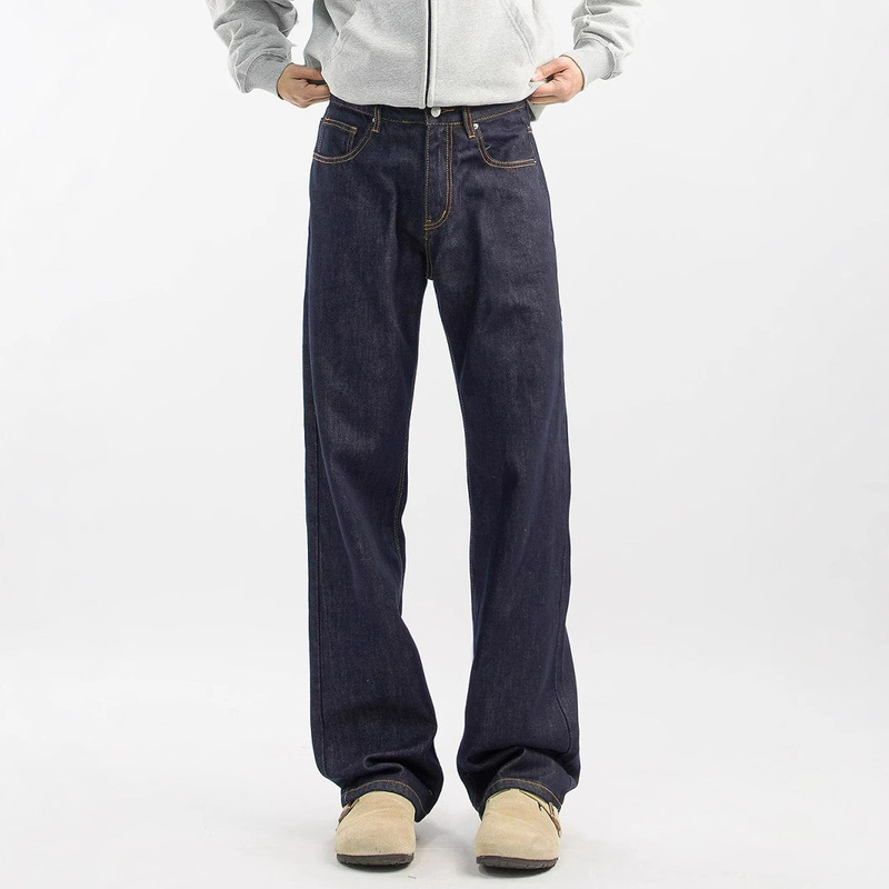 New Denim Jeans Men's American Retro Casual Pants Trendy Brand Wide-Leg High Street Loose Straight Pants Raw Denim New Denim Jeans Men's American Retro Casual Pants Trendy Brand Wide-Leg High Street Loose Straight Pants Raw Denim
