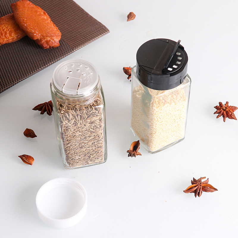 Botella cuadrada para condimentos 120 ml, salero/pimentero para cocina, fábrica al por mayor