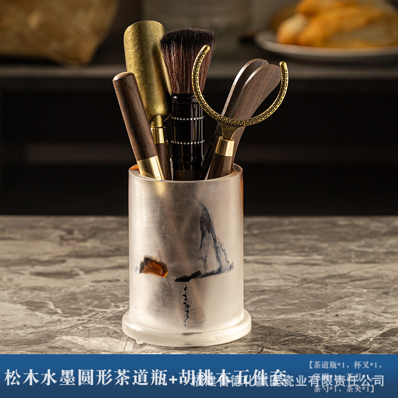 Ceremonia del té seis caballeros set kung fu accesorios de té suministros de almacenamiento de taza de té almohadilla herramientas de preparación de té adornos de mesa de té