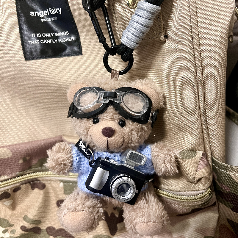 Cámara original oso lindo colgante de bolsa muñeca de felpa colgante de mochila colgante de pareja llavero regalo creativo
