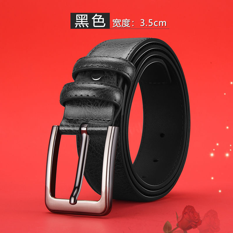 Cinturón de cuero de los hombres hebilla cinturón de piel de vaca de negocios casual de mediana edad y ancianos cinturón de jeans de estilo coreano joven