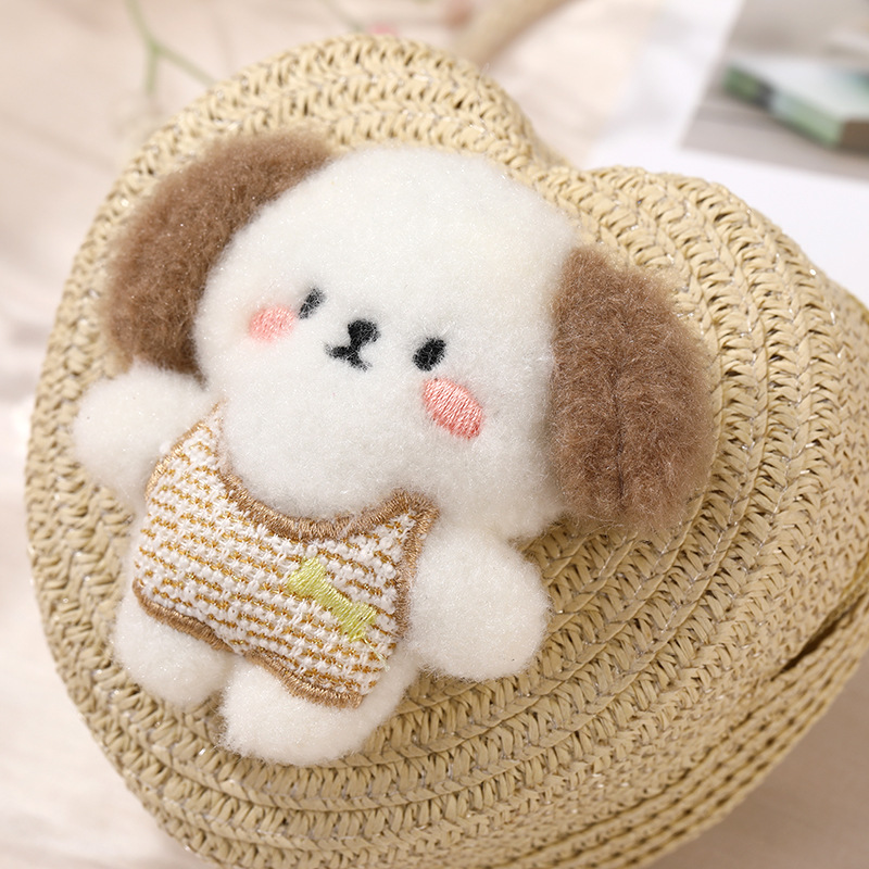 64g Weight Weave Fashion Element Zipper Closure Type Single Shoulder Strap Strap Type Straw Bag Bags Type Casual, Holiday Occasion Straw Material Animal, Cartoon Pattern Spring&Summer Season Kid'S Gender Cute Style Round, Heart-shaped Shape Kid'S Straw Animal Cartoon Cute Weave Round Heart-shaped Zipper Straw Bag 26