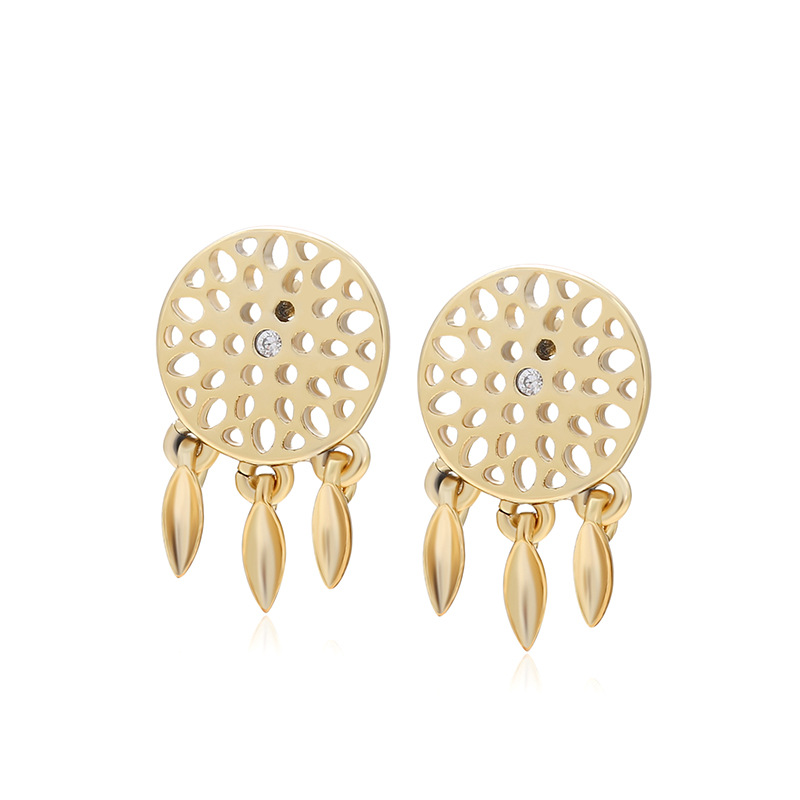 Xuping joyería bronce dorado atrapador de sueños pernos de alta calidad nicho de diseño de pernos de hueso de orejas temperamento pendientes