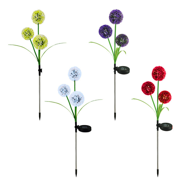 Solar diente de león plug-in lámpara al aire libre impermeable simulación luminosa de tres cabezas cebolla jardín decoración lámpara de césped