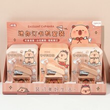 新品卡通款卡皮巴拉迷你订书机套装附带订书针小巧方便携带订书机