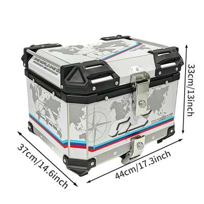 Cross-Border Gs Decal Camouflage Motorcycle Aluminum Alloy Tail Box 45-Liter Waterproof Thickened Full Aluminum Alloy Rear Tail Box Quick Release (Motorcycle trunk) - 45l-gs-white