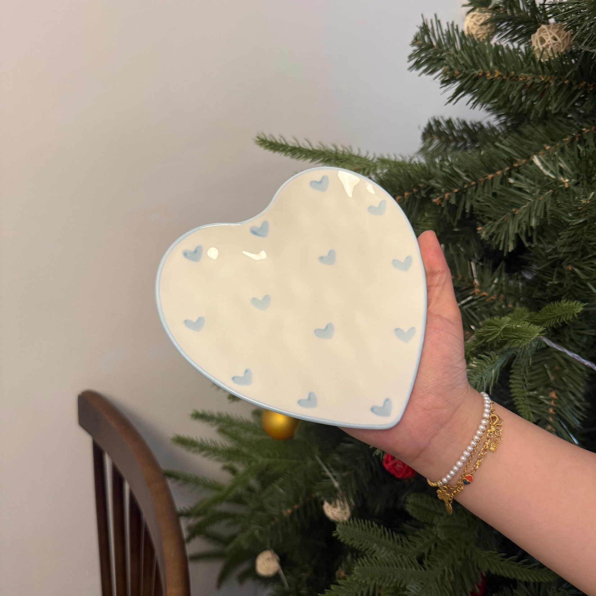 Estilo coreano ins mano mano amor plato de joyería bandeja de almacenamiento amor pintado a mano tazas de cerámica plato