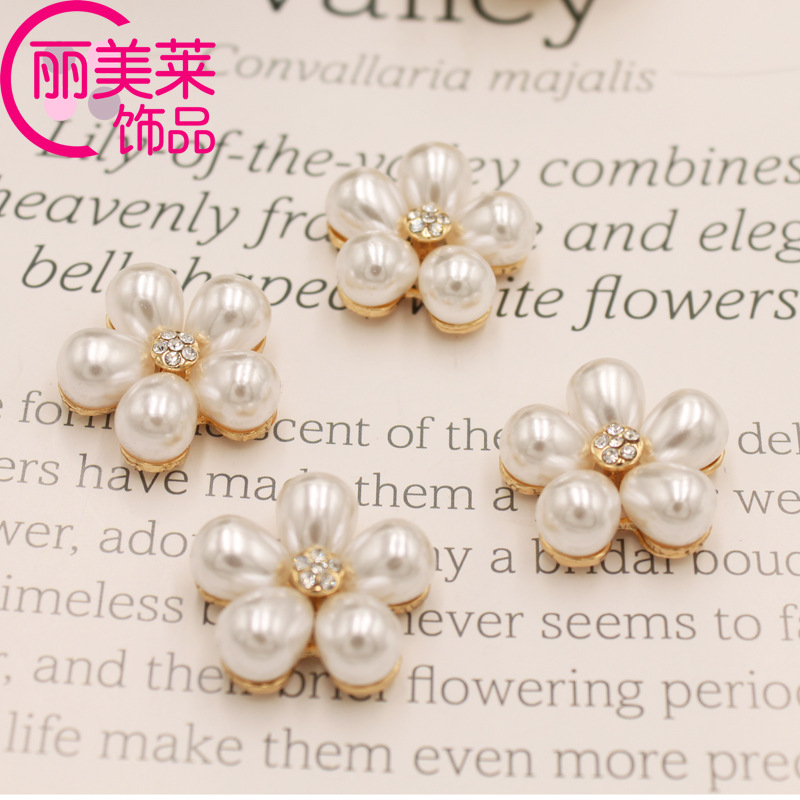 现货批发服装饰品金属钮扣花型镶钻水钻大衣外套扣子四合珍珠纽扣