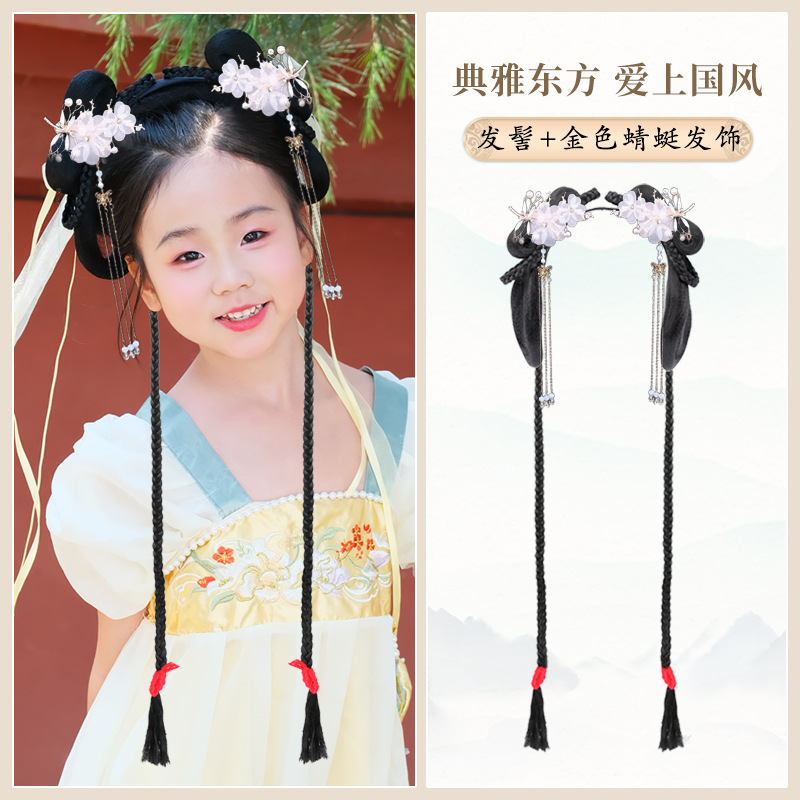 치자나무 부드러운 머리띠 브레이드 + 황금 잠자리 헤어 액세서리 쌍