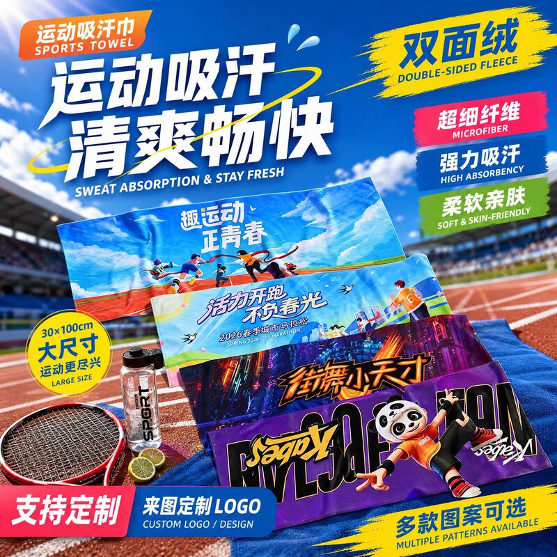 Cross-Border Wholesale Sports Towels with Customized Logo, Quick-Drying Sweat-Absorbing Towels for Fitness, Event Competitions, and Marathon Towels Cross-Border Wholesale Sports Towels with Customized Logo, Quick-Drying Sweat-Absorbing Towels for Fitness, Event Competitions, and Marathon Towels