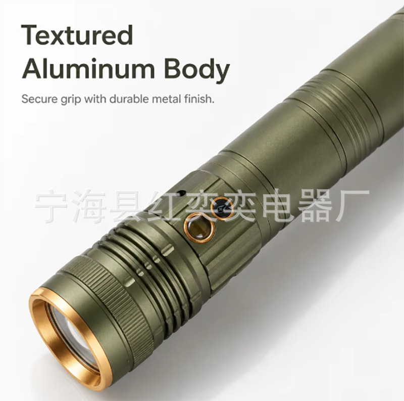 White laser high-brightness flashlight, rechargeable, dual-use for long and short distances, ultra-bright, retractable, zoomable, for camping, outdoor activities, and fishing lighting