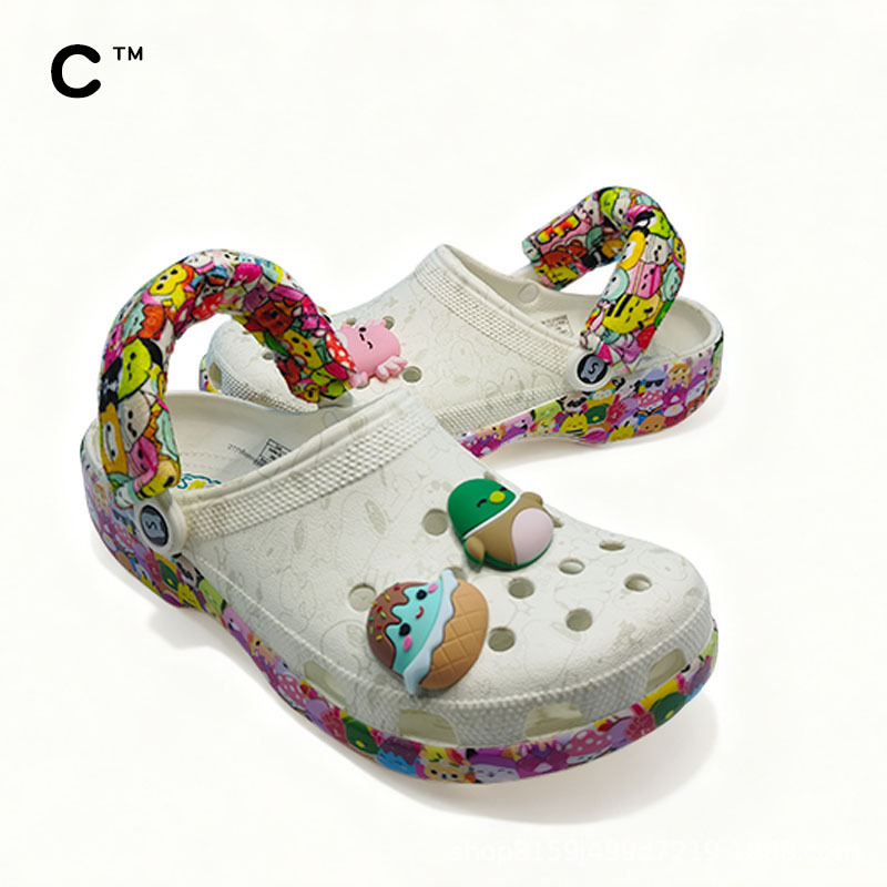 Cross Totoro Croc Shoes Cartoon Cute Plaid Wear-Resistant Slippers Casual Trend Sandals Women's Outdoor Casual Shoes