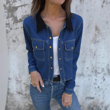 2025秋冬跨境亚马逊俄罗斯外贸女装新款短款牛仔外套夹克上衣服女