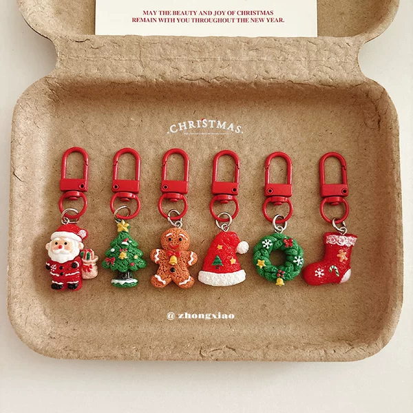 Cartoon Santa Claus Christmas Tree Keychain Bag Pendant Cute Student Backpack Ornament Christmas Gift