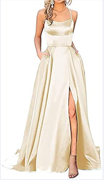 El Comercio exterior europeo y americano Amazon AliExpress deseo vestido de noche de las mujeres sexy Correa simple satén vestido largo