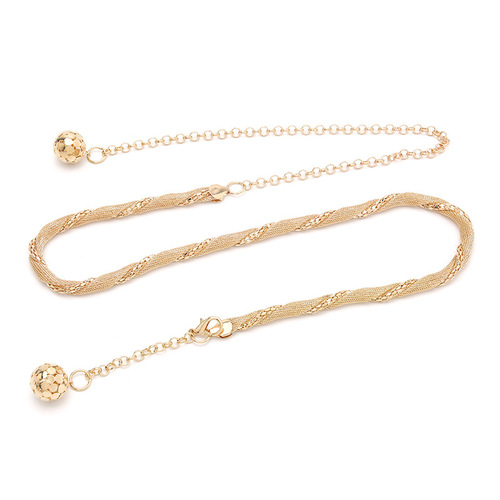 Korean style trendy small fragrant metal elastic fox fish pendant with dress decorative waist chain women's thin belt