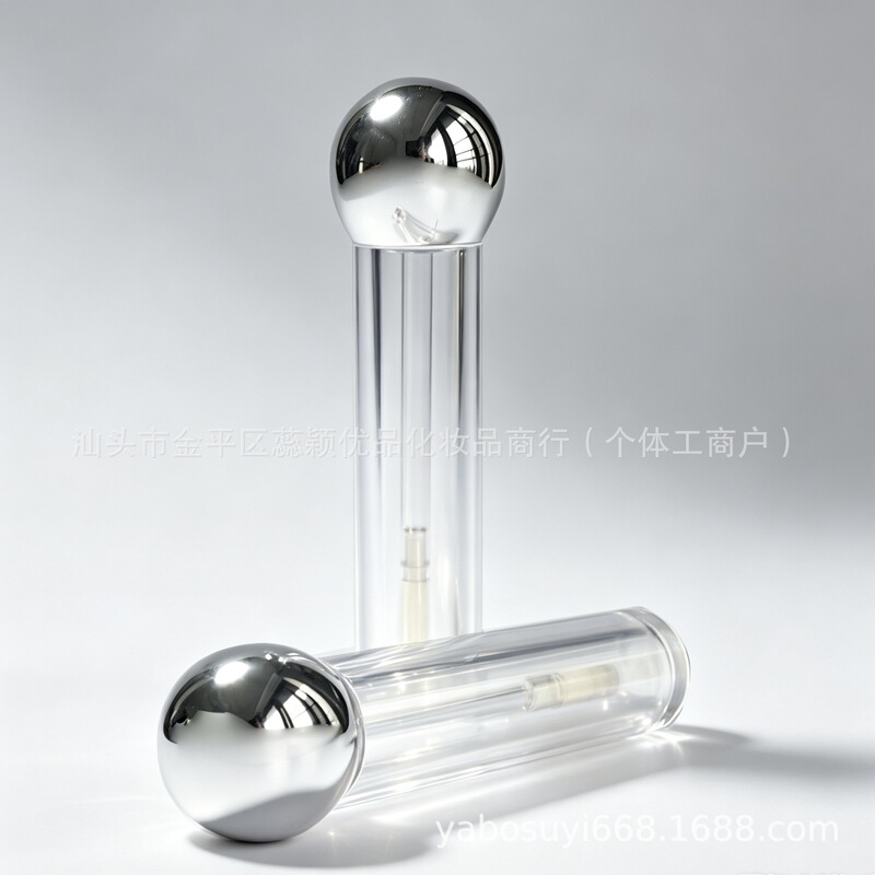 Hot new round ball top long lip glaze color high gloss mascara empty tube PETG makeup cosmetics packaging material source