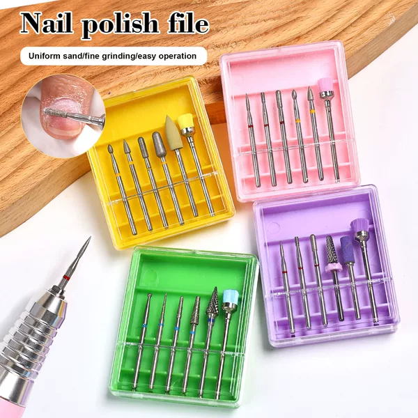 Nail Salon Nail Polishing and Polishing Head Set Box Nail Polishing and Polishing Nail Polishing and Finger Repair Set Tungsten Steel Diamond Cleaning Brush