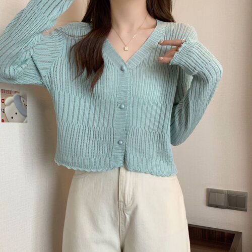 Pure desire wind ice silk knitted cardigan for women summer thin short shawl outer blouse sun protection jacket waistcoat top