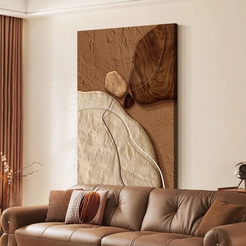 Decorative Painting, Living Room Hanging Painting, High-End Entrance Painting, Restaurant Mid-Century Style High-End Stone Coming to Run Sofa Background Hanging Painting