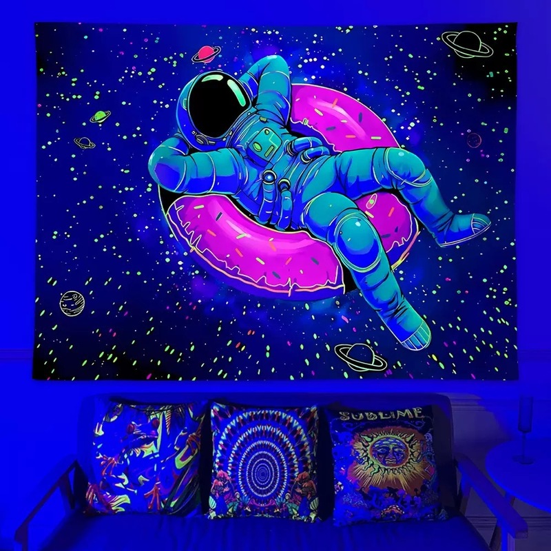 北欧新スタイルドリームキャッチャー吊り布パーティーバー蛍光ブラックライトタペストリーきのこ月星空背景発光壁|undefined
