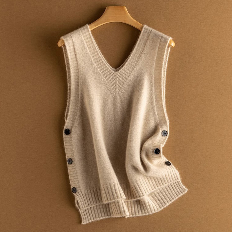 Plus size knitwear Vest Women's Spring Autumn Winter loose sweater sleeveless vest waistcoat inner wear outer top