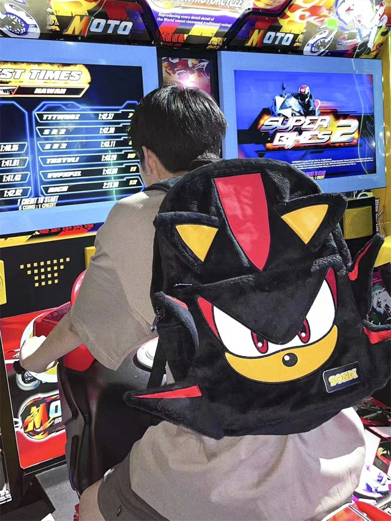 Wlgs casero Sonic Shadow Negro Bolsa De felpa pareja nicho mochila bolsa de viaje juvenil mochila estudiante